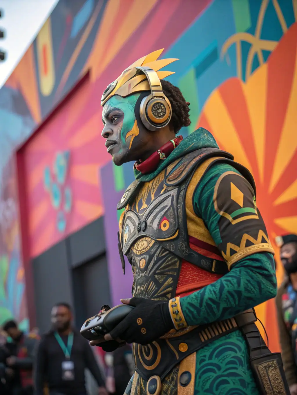 A vibrant, stylized image of a game character design, showcasing a unique visual style developed by IG Studio for an indie game project.